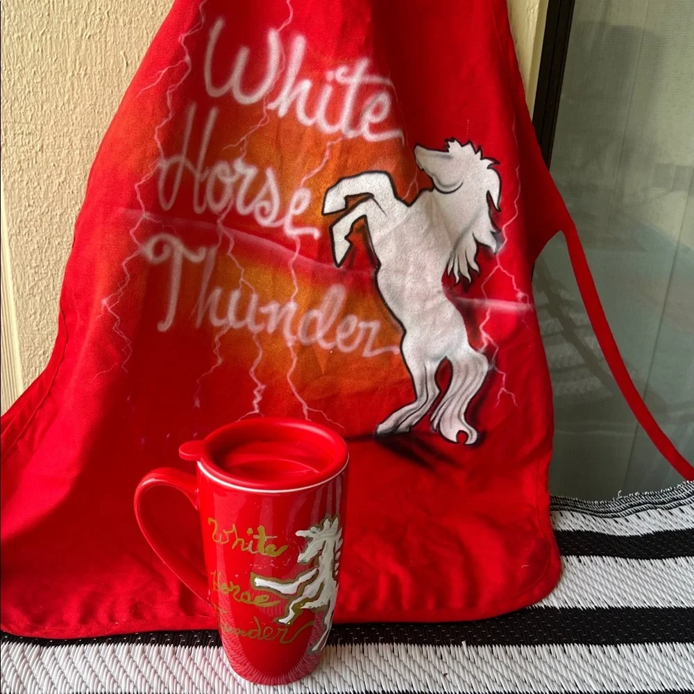 # 0654 -16 oz Red WHT Logo Art by author “ A Voice From The White Horse Book.